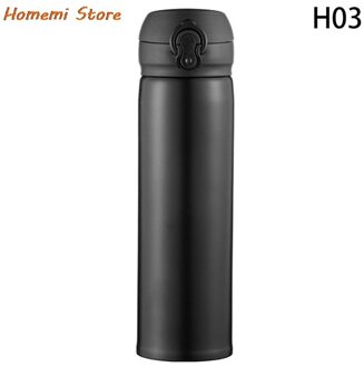 Thermos Beker Roestvrij Staal Effen Kleur Dubbele Muur Geïsoleerde Thermoskan Koffie Mok Reizen Drink Fles Home Office Thermocup zwart