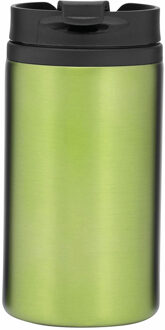 Thermosbeker/warmhoudbeker Koffie To Go - 1x - metallic groen - 290 ml - dubbelwandig - met schroefd