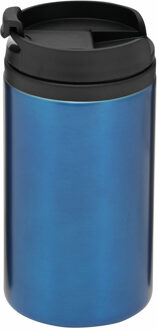 Thermosbeker/warmhoudbeker Koffie To Go - metallic blauw - 290 ml - dubbelwandig - met schroefdop
