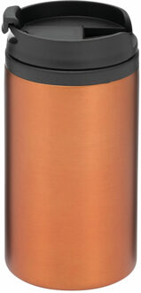 Thermosbeker/warmhoudbeker Koffie To Go - metallic oranje - 290 ml - dubbelwandig - met schroefdop