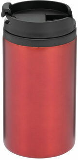 Thermosbeker/warmhoudbeker Koffie To Go - metallic rood - 290 ml - dubbelwandig - met schroefdop