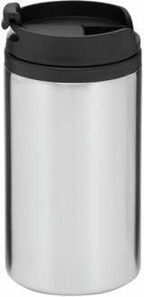 Thermosbeker/warmhoudbeker Koffie To Go - metallic zilver - 290 ml - dubbelwandig - met schroefdop
