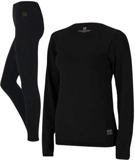 Thermoset Dames Basic Naadloos - Thermoshirt + Thermo Legging - Zwart-L/XL - L/XL