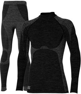 Thermoset Heren Premium - Thermoshirt + Thermo Legging - Zwart Melange-XXL - XXL