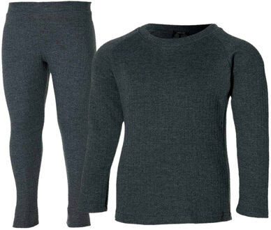 Thermoset Kinderen Comfort - Thermoshirt + Thermo Legging - Antraciet Melange-128/134 - 128/134