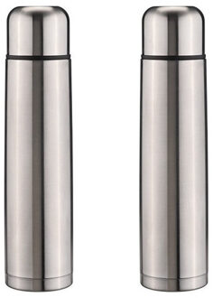 Thermosfles - 2x - 1 liter - 33 cm - RVS - isoleerkan - thermoskan - koffiekan/theekan