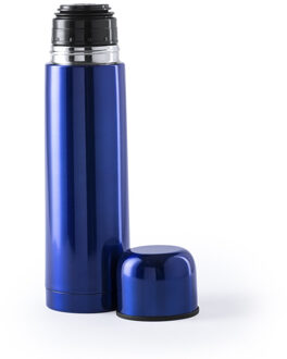 Thermosfles - 500 ml - blauw - RVS - schroefdop als beker - 25 cm - isoleerfles