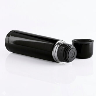 Thermosfles - 500 ml - zwart - RVS - schroefdop als beker - 25 cm - isoleerfles