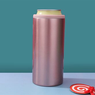 Thermosfles Skinny Kan Koeler Voor Slanke Bier Roestvrij Stalen Dubbele Wand Vacuüm Geïsoleerde Bekerhouder Tuimelaars Thermo Cup roos goud