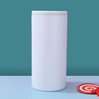 Thermosfles Skinny Kan Koeler Voor Slanke Bier Roestvrij Stalen Dubbele Wand Vacuüm Geïsoleerde Bekerhouder Tuimelaars Thermo Cup wit