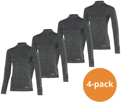 Thermoshirt Lange Mouw Dames Premium 4-pack Zwart Melange-M