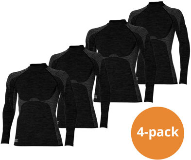 Thermoshirt Lange Mouw Heren Premium 4-pack Zwart Melange-L