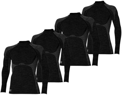 Thermoshirt Lange Mouw Heren Premium 4-pack Zwart Melange-XL - XL