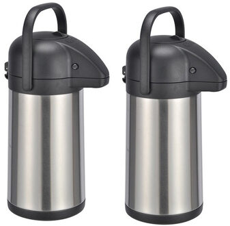 Thermoskan - 2x - 2,2 liter - RVS -13 x 34 cm - isoleerkan - koffiekan - theekan - warmhoud kan