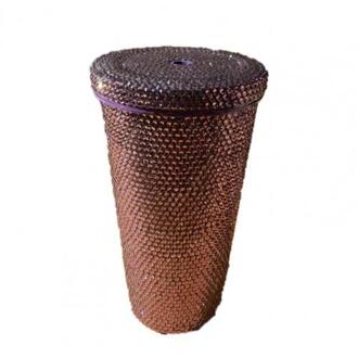 Thermoskan Draagbare Slijtvaste Multi-Gekleurde Stevige Thermische Mok Voor Wandelen Diamond Studded Tumbler Mok Met stro Paars