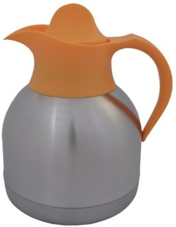 Thermoskan iezzy theekan 1liter roestvrijstaal Gele dop