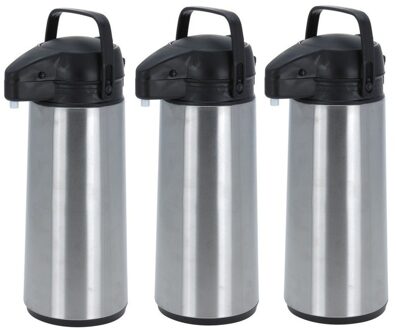Thermoskan/isoleerkan - 3x - met pomp - RVS - 1,8 liter - Koffiekannen/theekannen