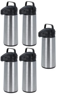 Thermoskan/isoleerkan - 5x - met pomp - RVS - 1,8 liter - Koffiekannen/theekannen