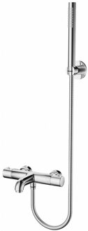 Thermostatische Bad/Douchekraan met Staafhanddouche en Handdouchehouder - Leoni - RVS - Chroom