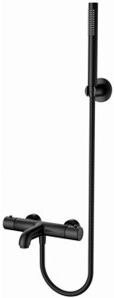 Thermostatische Bad/Douchekraan met Staafhanddouche en Handdouchehouder - Leoni - RVS - Mat Zwart