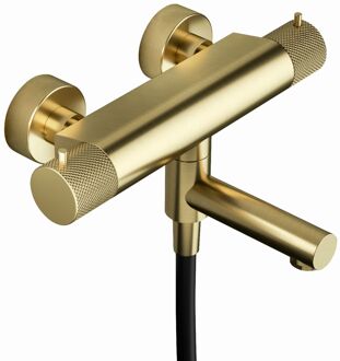 Thermostatische Badmengkraan Hotbath Cobber X Met Wegdraaibare Uitloop Geborsteld Messing PVD