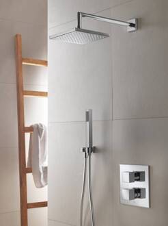 Thermostatische Inbouw Douche Set Bloke Met 2-Weg-Stop-Omstel Ibs 4A - Chroom + Wandarm