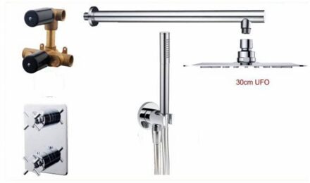 Thermostatische Inbouw Regendoucheset Chroom 30 cm Aqua Splash