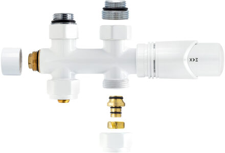 Thermostatische Radiator Aansluitset - Leoni - Middenaansluiting Recht Wit M30x16/2