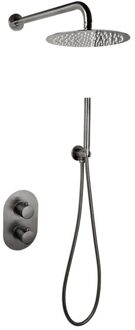 Thermostatische Regendoucheset Sanilux Peralta Inbouw Met Handdouche Gun Metal (incl. inbouwbox) Gunmetal