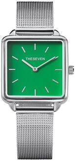 THESEVEN Stijlvolle Boxy Womens Horloge Stijlvolle Dames Vierkante Gouden Horloges Relogio Feminino Groen