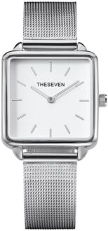 THESEVEN Stijlvolle Boxy Womens Horloge Stijlvolle Dames Vierkante Gouden Horloges Relogio Feminino Zilver