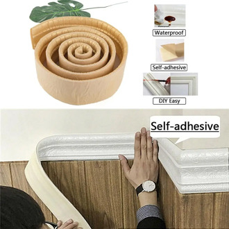 Thicken self-adhesive 3D foam waist line decorative border baseboard TV background wall frame ceiling edge strip 3d wall sticker