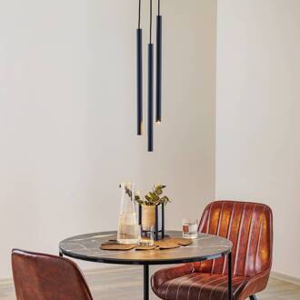 Thin hanglamp, zwart, 3-lamps, rondel