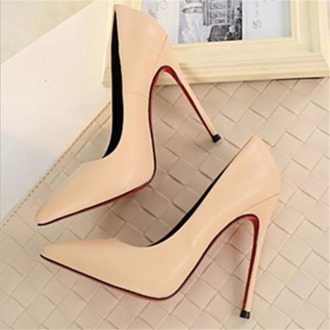 Thin heels pointed toe spring and autumn Pumps new nude color pointed women's shoes are sexy and high heels