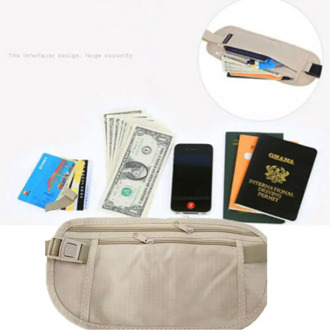 Thin Profile Money Belt Safe Travel Money Hidden Belt Cover Travel Passport Wallets Anti-Theft Passport Fanny Pack Holder Bags
