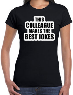 This colleague makes the best jokes / collega cadeau t-shirt zwart voor dames 2XL