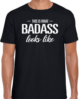 This is what  Badass looks like fun tekst t-shirt zwart heren L