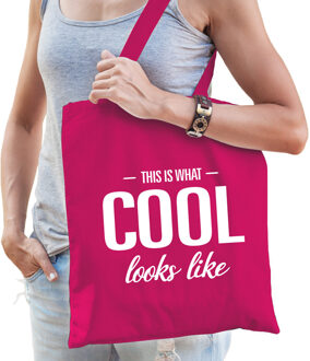 This is what cool looks like cadeau tas roze voor coole dames - Feest Boodschappentassen