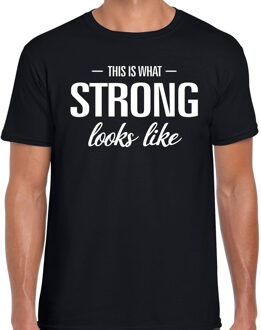 This is what  Strong looks like fun tekst t-shirt zwart heren XL