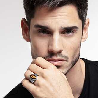 Thomas Sabo Ring in Zwart & Zilver Zwart en zilver