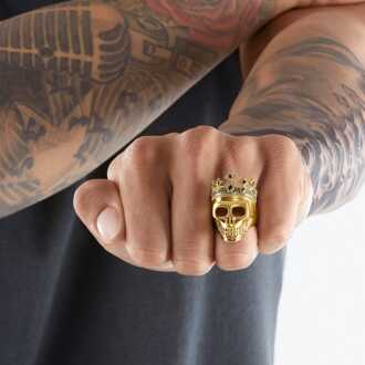 Thomas Sabo Skull Crown Ring in Zwart/Goud