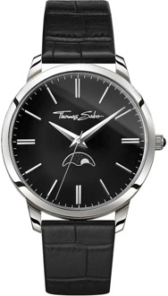 Thomas Sabo Zwarte Leren Band Quartz Horloge Thomas Sabo , Gray , Heren - ONE Size