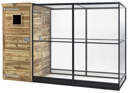 Thomas - Volière - 289x120x190 cm - Geïmpregneerd FSC hout gekeurd - Naturel - zwart - Links