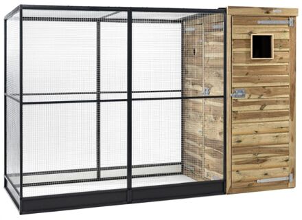 Thomas - Volière - 289x120x190 cm - Geïmpregneerd FSC hout gekeurd - Naturel - zwart - Rechts