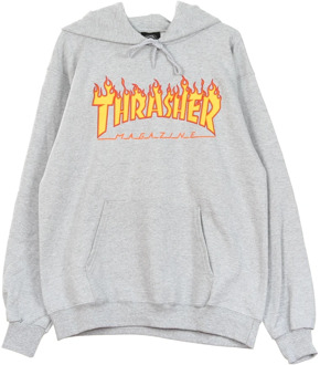 Thrasher Flame Hoodie - Grey