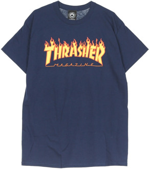 Thrasher  FLAME T-SHIRT - NAVY BLUE