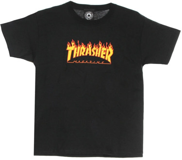 Thrasher Flame Tee Kinder T-shirt Thrasher , Black , Heren - S,Xs