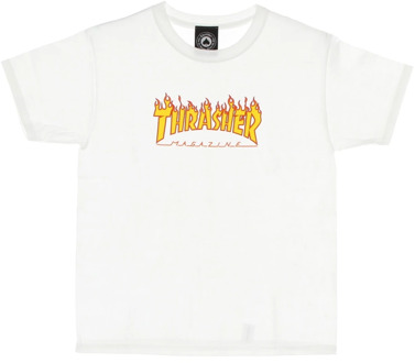 Thrasher Flame Tee Kinder T-shirt Thrasher , White , Heren - L,M,S,Xs