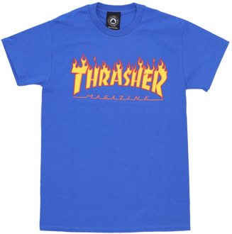 Thrasher Flame Tee - Royal Blue/Yellow Thrasher , Blue , Heren - Xl,L,M,S