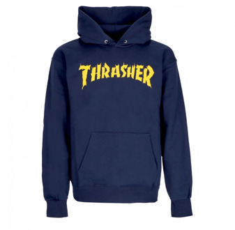 Thrasher Navy Streetwear Hoodie Burn Down Thrasher , Blue , Heren - Xl,L,M,S